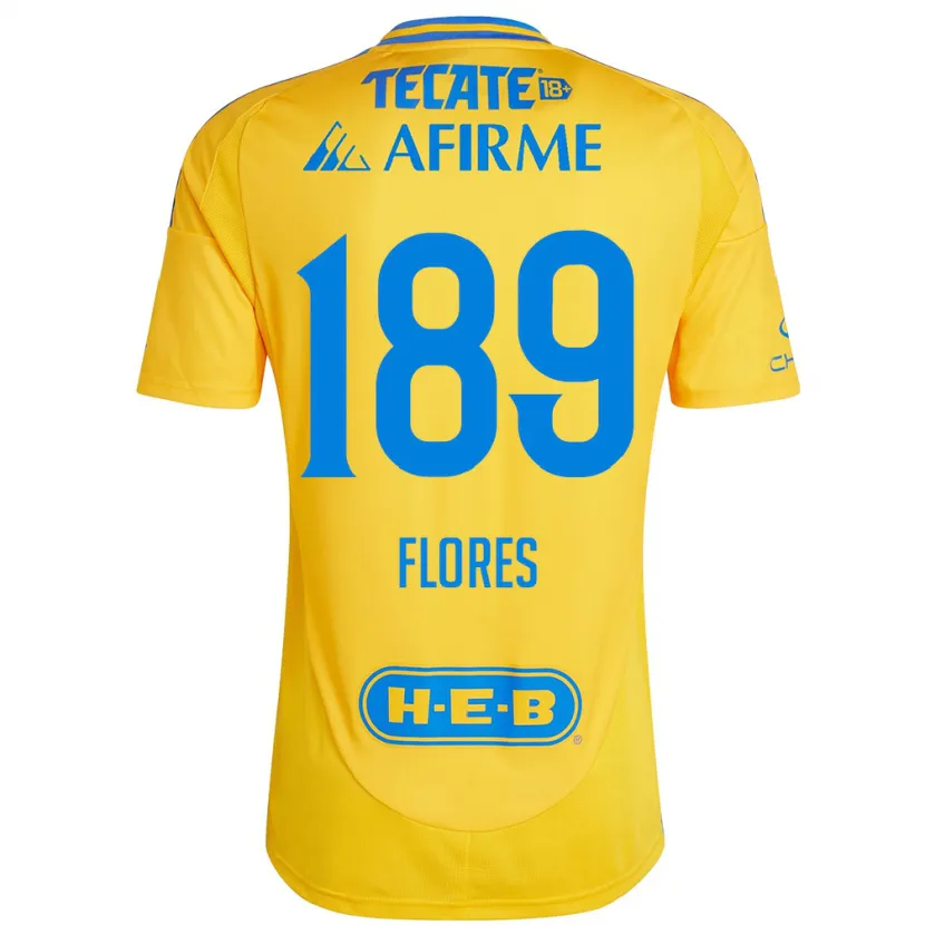 Danxen Hombre Camiseta Rolando Flores #189 Oro Amarillo 1ª Equipación 2024/25 La Camisa México