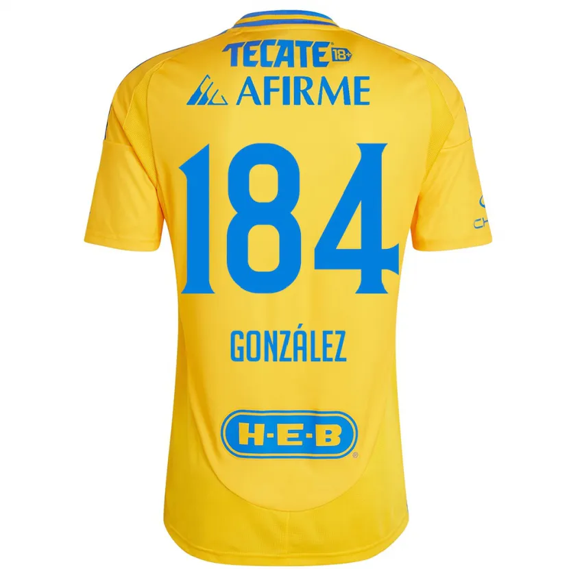 Danxen Hombre Camiseta Erick González #184 Oro Amarillo 1ª Equipación 2024/25 La Camisa México