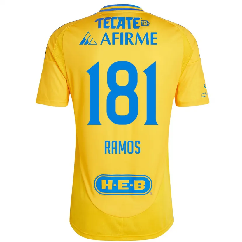 Danxen Hombre Camiseta Anthony Ramos #181 Oro Amarillo 1ª Equipación 2024/25 La Camisa México