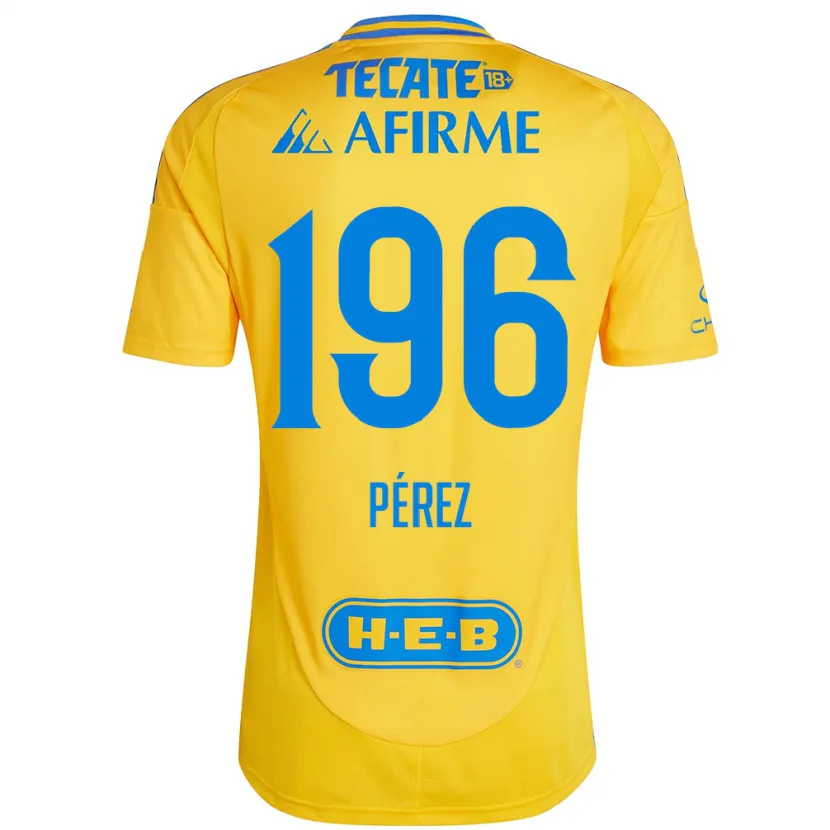 Danxen Hombre Camiseta Axel Pérez #196 Oro Amarillo 1ª Equipación 2024/25 La Camisa México
