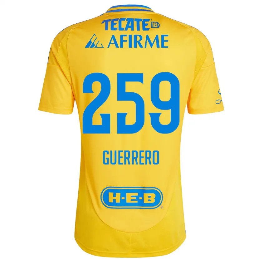 Danxen Hombre Camiseta Erick Guerrero #259 Oro Amarillo 1ª Equipación 2024/25 La Camisa México