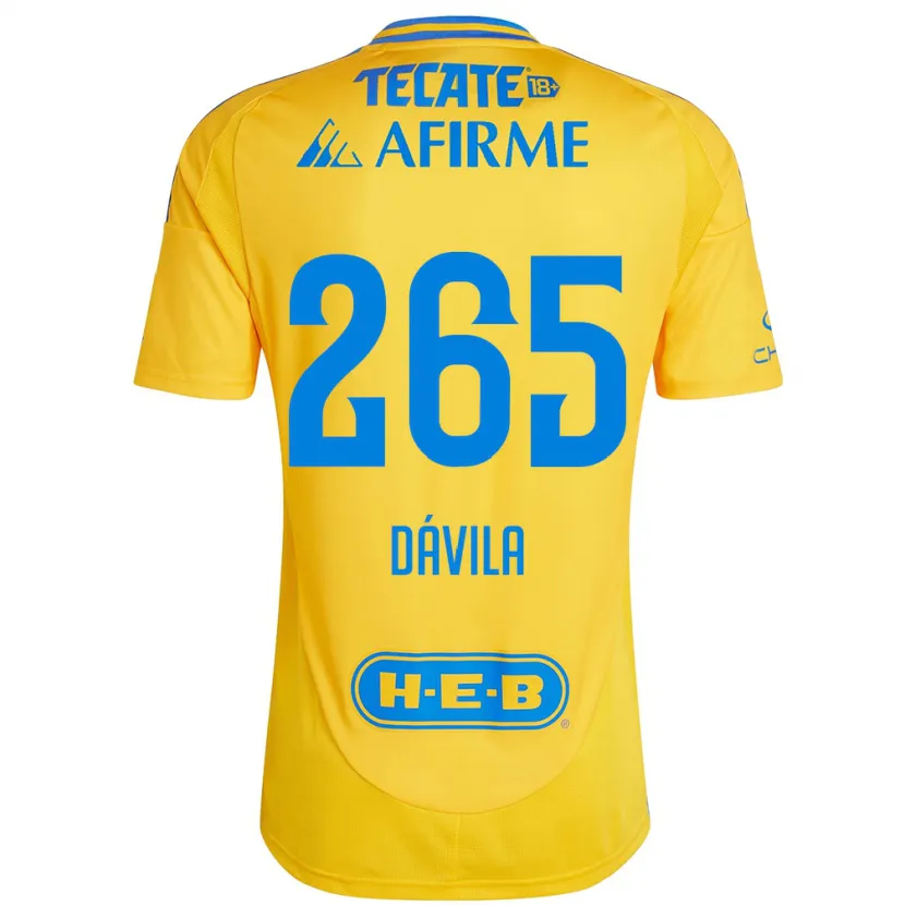 Danxen Hombre Camiseta Emiliano Dávila #265 Oro Amarillo 1ª Equipación 2024/25 La Camisa México