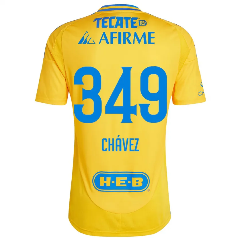 Danxen Hombre Camiseta Jorge Chávez #349 Oro Amarillo 1ª Equipación 2024/25 La Camisa México