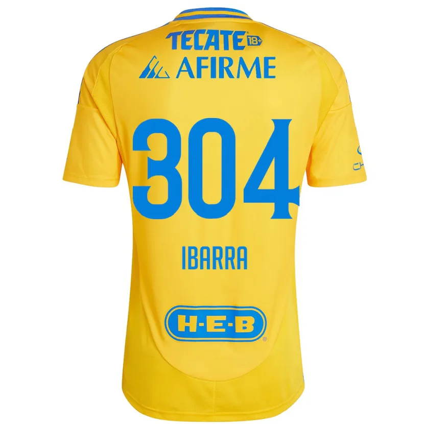Danxen Hombre Camiseta Luis Ibarra #304 Oro Amarillo 1ª Equipación 2024/25 La Camisa México