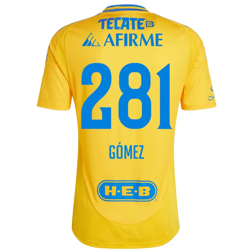 Danxen Hombre Camiseta Luis Gómez #281 Oro Amarillo 1ª Equipación 2024/25 La Camisa México