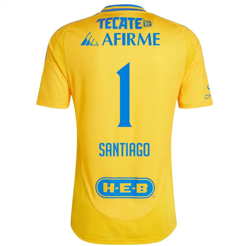 Danxen Hombre Camiseta Cecilia Santiago #1 Oro Amarillo 1ª Equipación 2024/25 La Camisa México