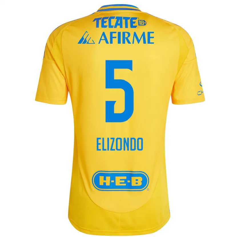 Danxen Hombre Camiseta Fernanda Elizondo #5 Oro Amarillo 1ª Equipación 2024/25 La Camisa México