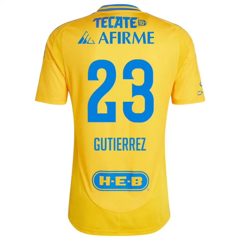 Danxen Hombre Camiseta Jana Gutierrez #23 Oro Amarillo 1ª Equipación 2024/25 La Camisa México