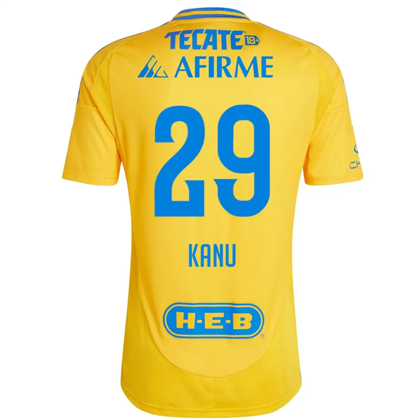 Danxen Hombre Camiseta Uchenna Kanu #29 Oro Amarillo 1ª Equipación 2024/25 La Camisa México