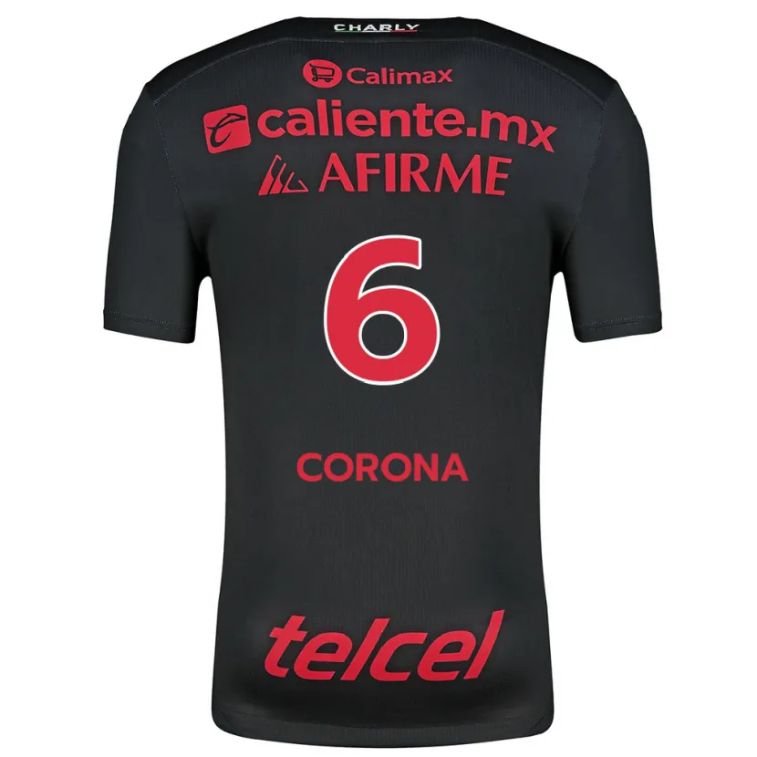 Danxen Hombre Camiseta Joe Corona #6 Negro Rojo 1ª Equipación 2024/25 La Camisa México