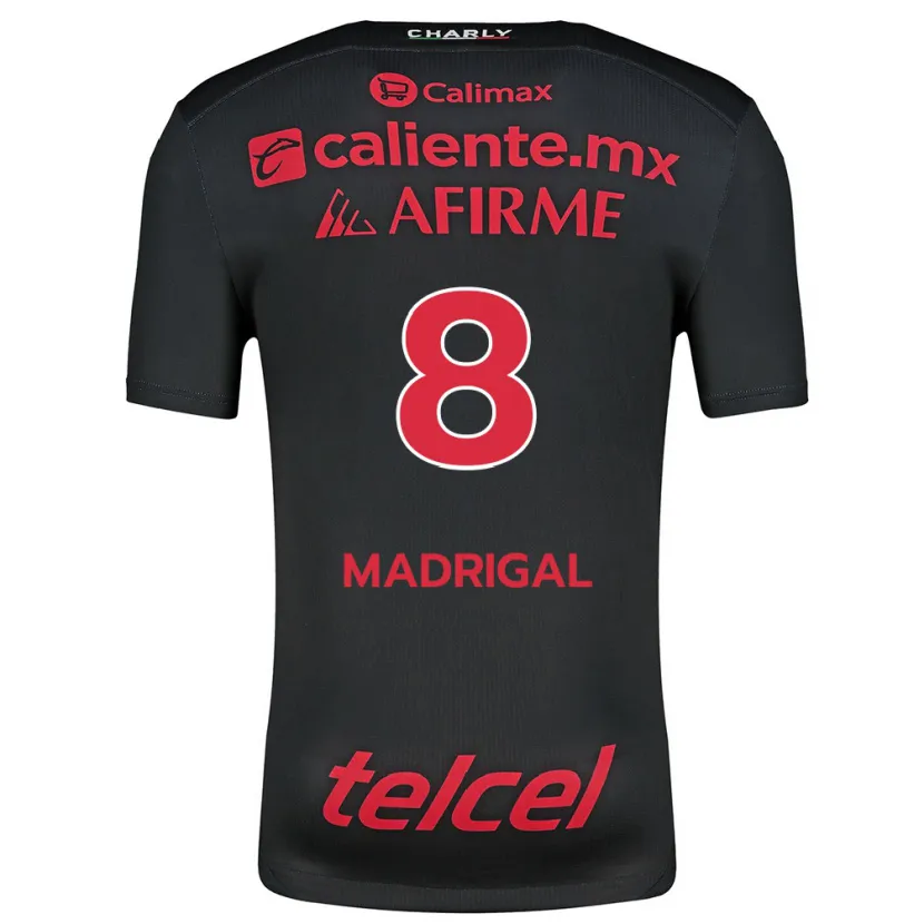Danxen Hombre Camiseta Fernando Madrigal #8 Negro Rojo 1ª Equipación 2024/25 La Camisa México