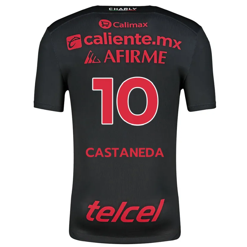 Danxen Hombre Camiseta Kevin Castañeda #10 Negro Rojo 1ª Equipación 2024/25 La Camisa México