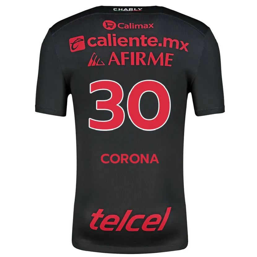 Danxen Hombre Camiseta Jesús Corona #30 Negro Rojo 1ª Equipación 2024/25 La Camisa México