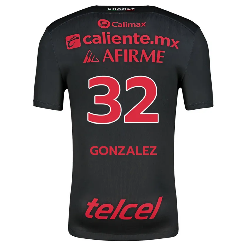 Danxen Hombre Camiseta Carlos González #32 Negro Rojo 1ª Equipación 2024/25 La Camisa México