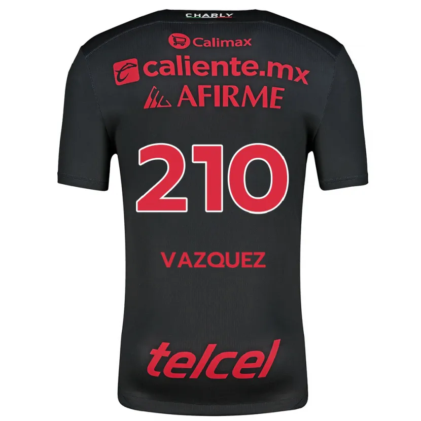 Danxen Hombre Camiseta Daniel Vázquez #210 Negro Rojo 1ª Equipación 2024/25 La Camisa México