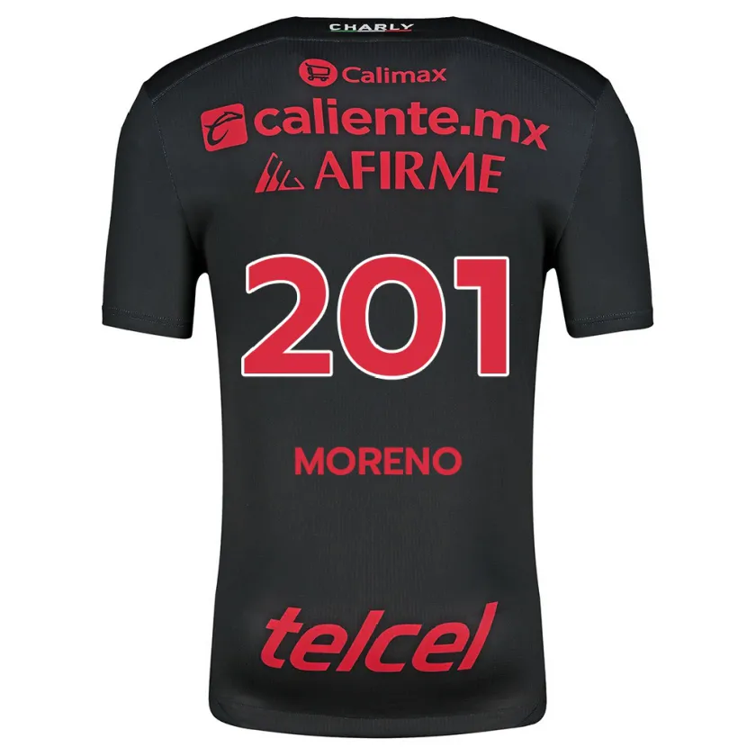 Danxen Hombre Camiseta Jesús Moreno #201 Negro Rojo 1ª Equipación 2024/25 La Camisa México