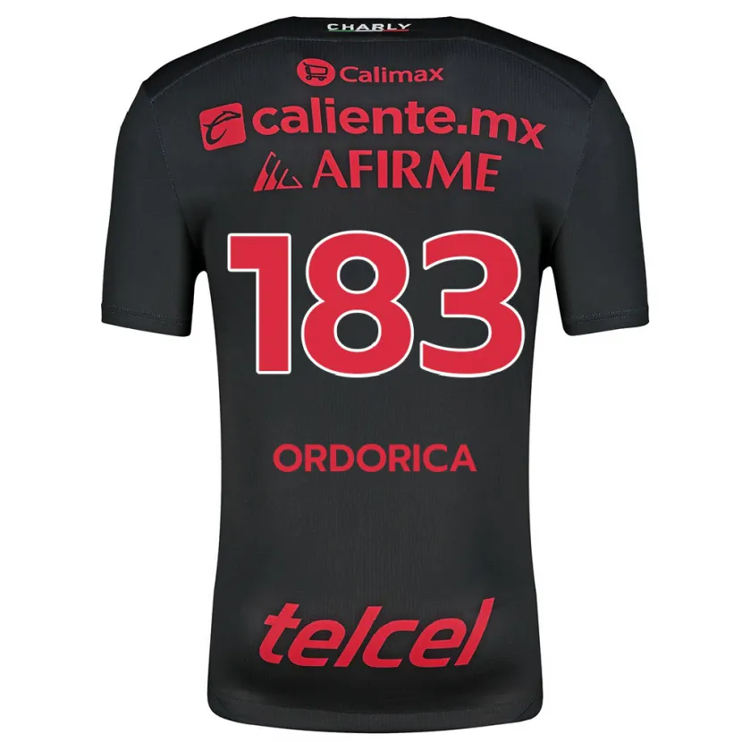 Danxen Hombre Camiseta Brandon Ordorica #183 Negro Rojo 1ª Equipación 2024/25 La Camisa México