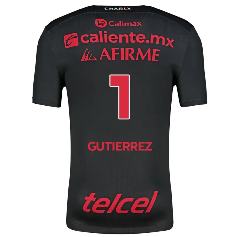 Danxen Hombre Camiseta Alejandra Gutiérrez #1 Negro Rojo 1ª Equipación 2024/25 La Camisa México