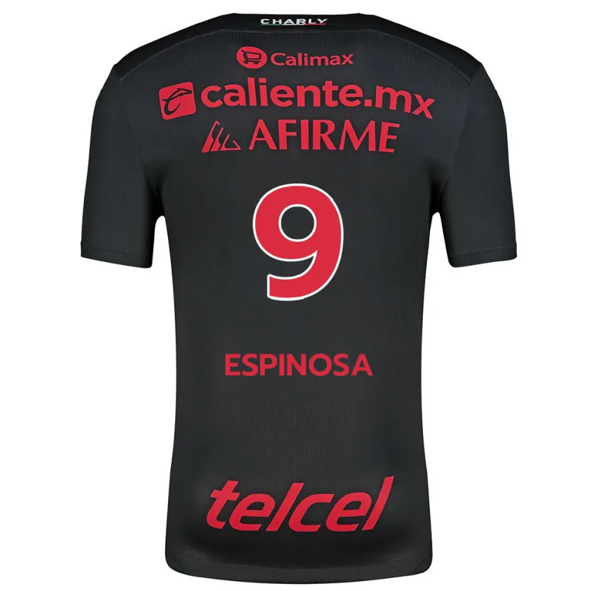 Danxen Hombre Camiseta Daniela Espinosa #9 Negro Rojo 1ª Equipación 2024/25 La Camisa México