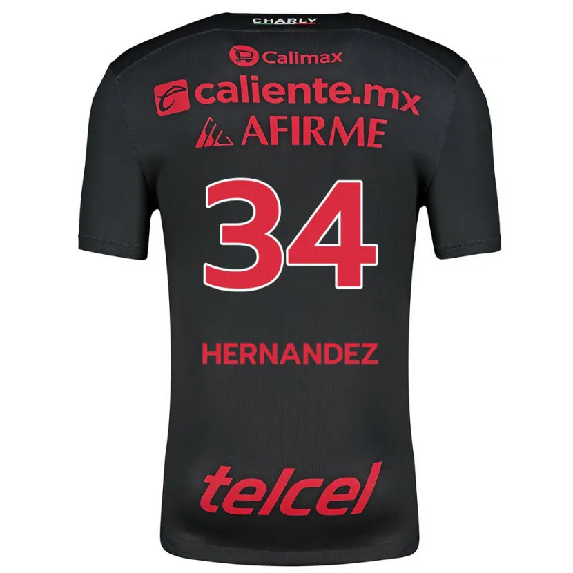 Danxen Hombre Camiseta Kimberly Hernández #34 Negro Rojo 1ª Equipación 2024/25 La Camisa México