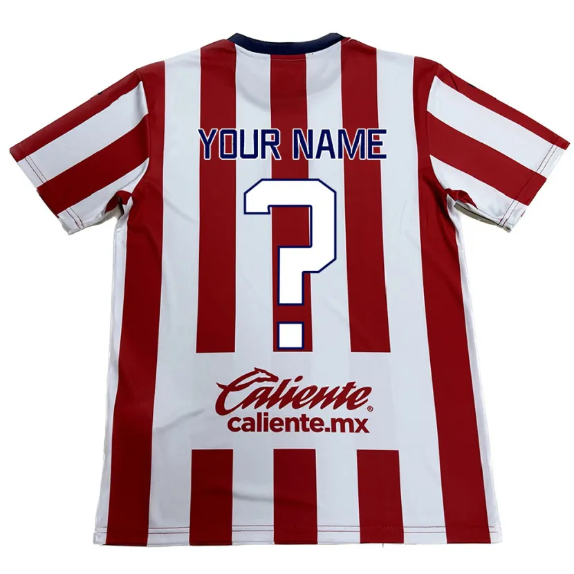 Danxen Hombre Camiseta Su Nombre #0 Rojo Blanco 1ª Equipación 2024/25 La Camisa México