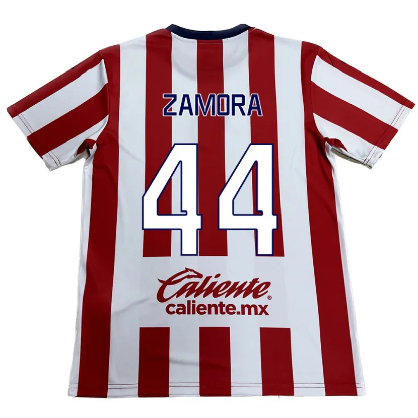Danxen Hombre Camiseta Saúl Zamora #44 Rojo Blanco 1ª Equipación 2024/25 La Camisa México