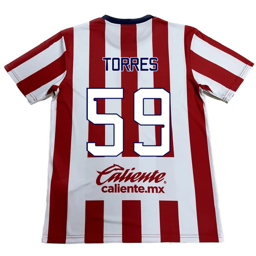 Danxen Hombre Camiseta Christian Torres #59 Rojo Blanco 1ª Equipación 2024/25 La Camisa México