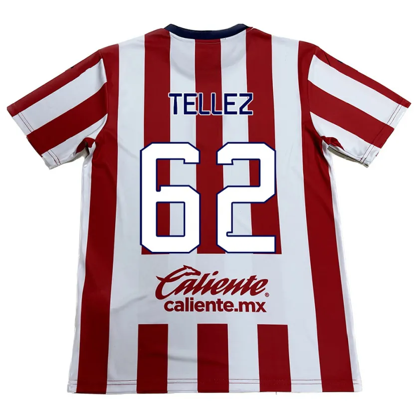 Danxen Hombre Camiseta Brandon Téllez #62 Rojo Blanco 1ª Equipación 2024/25 La Camisa México
