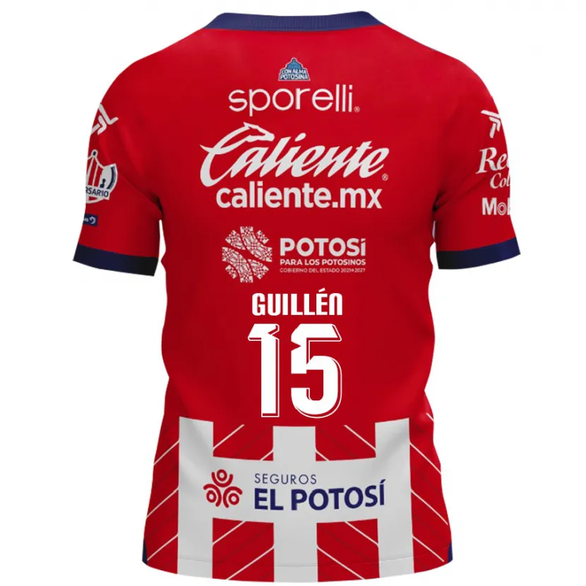Danxen Hombre Camiseta Daniel Guillén #15 Rojo Blanco 1ª Equipación 2024/25 La Camisa México