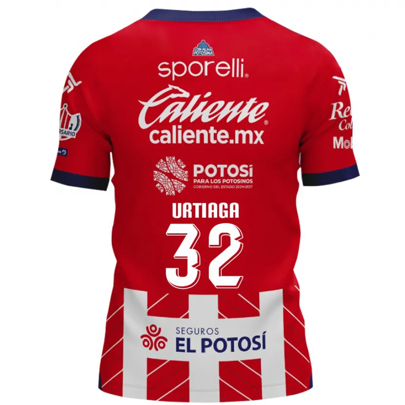 Danxen Hombre Camiseta Diego Urtiaga #32 Rojo Blanco 1ª Equipación 2024/25 La Camisa México