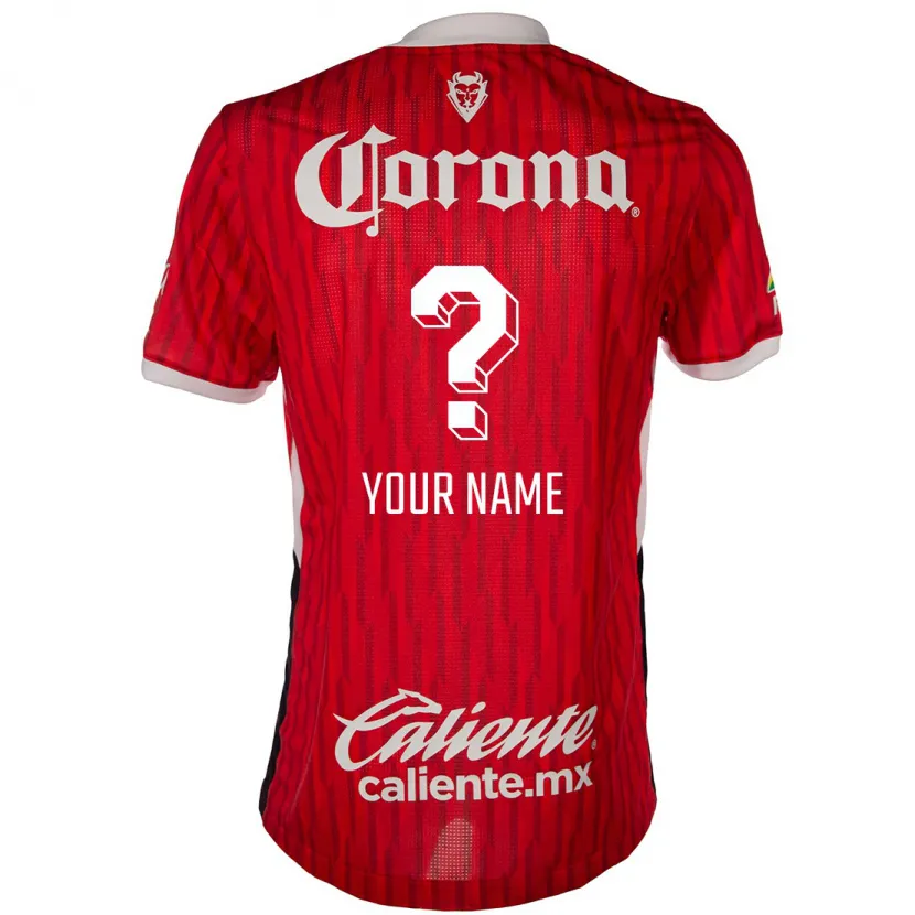 Danxen Hombre Camiseta Su Nombre #0 Rojo Blanco 1ª Equipación 2024/25 La Camisa México