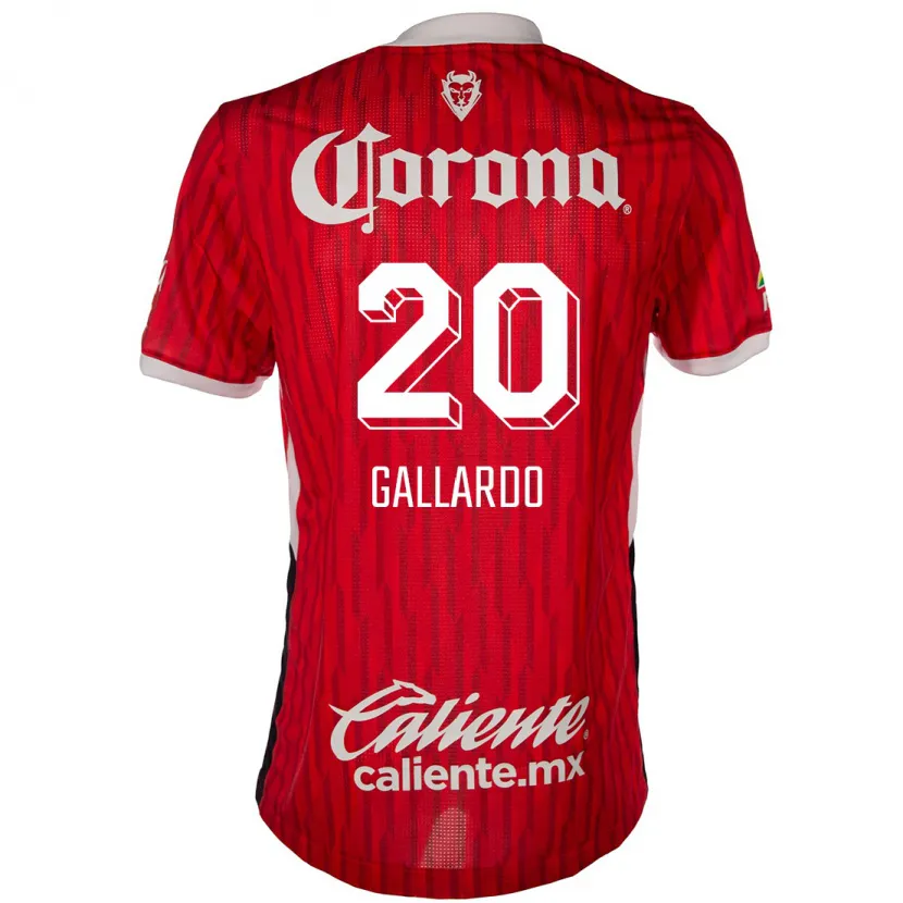 Danxen Hombre Camiseta Jesús Gallardo #20 Rojo Blanco 1ª Equipación 2024/25 La Camisa México