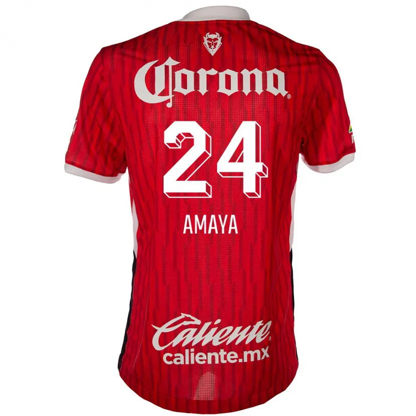 Danxen Hombre Camiseta Frankie Amaya #24 Rojo Blanco 1ª Equipación 2024/25 La Camisa México