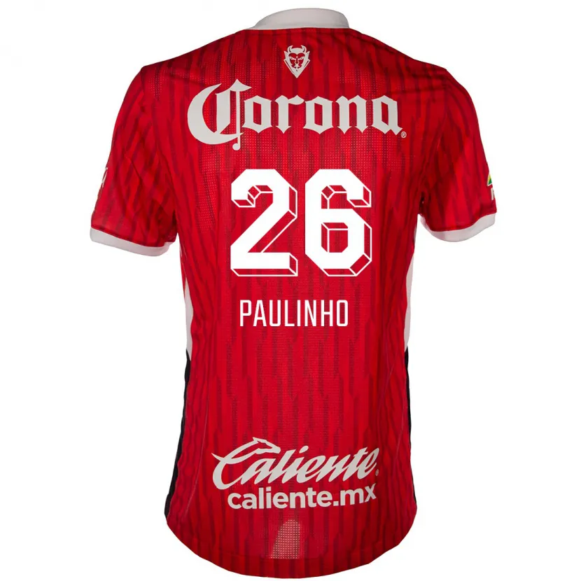 Danxen Hombre Camiseta Paulinho #26 Rojo Blanco 1ª Equipación 2024/25 La Camisa México