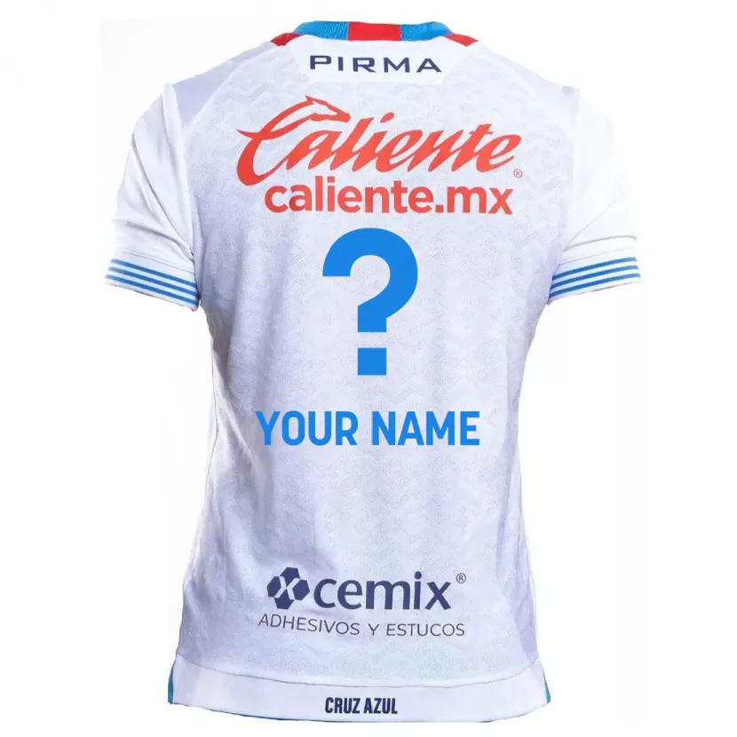 Danxen Hombre Camiseta Su Nombre #0 Blanco Azul 2ª Equipación 2024/25 La Camisa México