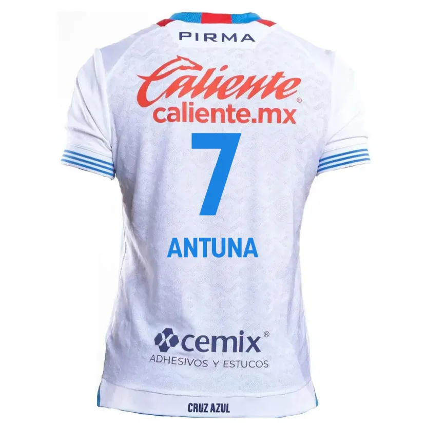 Danxen Hombre Camiseta Uriel Antuna #7 Blanco Azul 2ª Equipación 2024/25 La Camisa México
