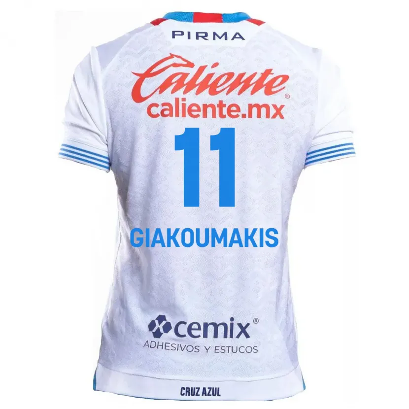 Danxen Hombre Camiseta Georgios Giakoumakis #11 Blanco Azul 2ª Equipación 2024/25 La Camisa México