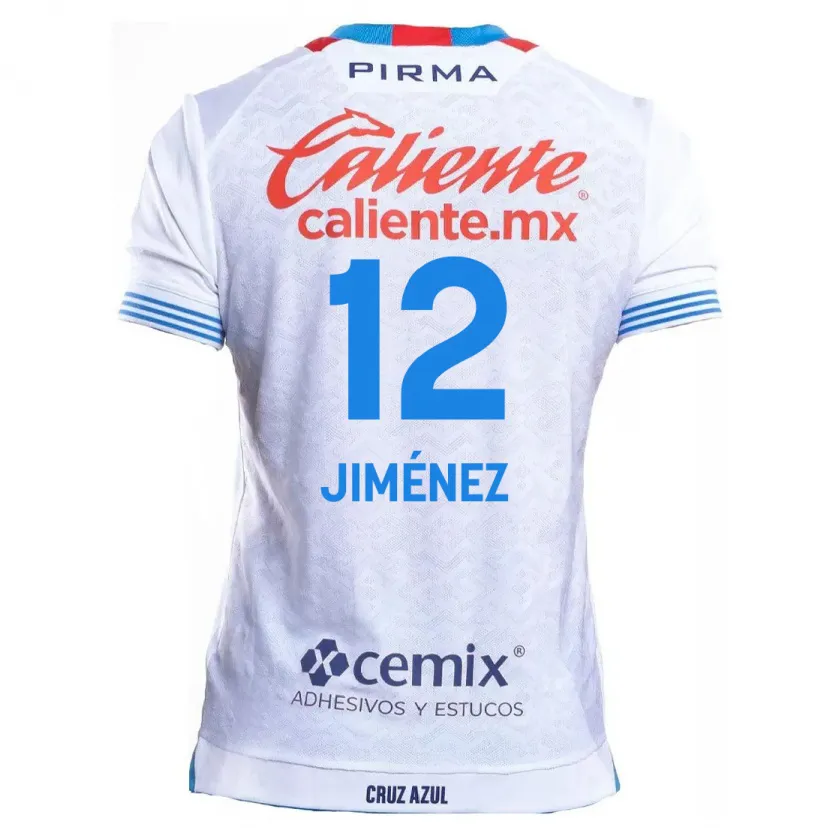 Danxen Hombre Camiseta Luis Jiménez #12 Blanco Azul 2ª Equipación 2024/25 La Camisa México