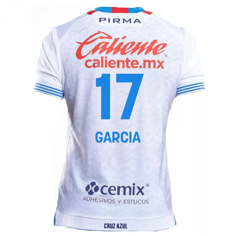 Danxen Hombre Camiseta Amaury García #17 Blanco Azul 2ª Equipación 2024/25 La Camisa México