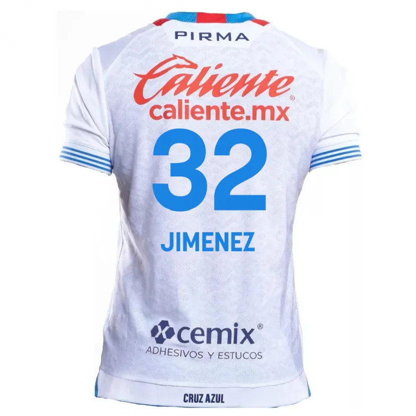 Danxen Hombre Camiseta Cristian Jiménez #32 Blanco Azul 2ª Equipación 2024/25 La Camisa México