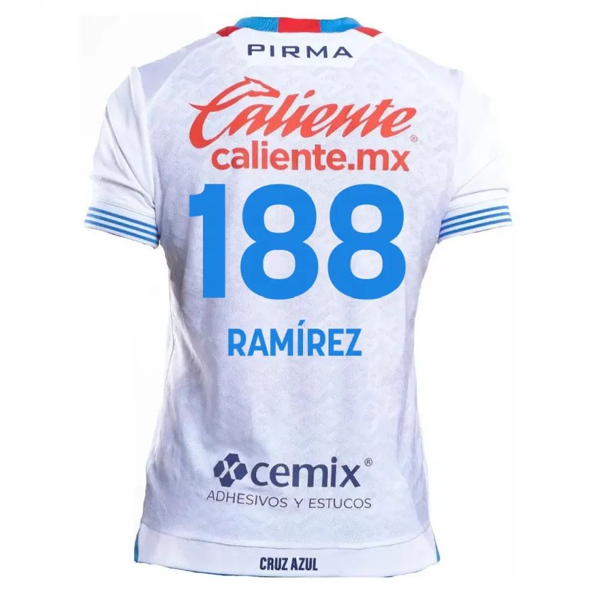 Danxen Hombre Camiseta Diego Ramírez #188 Blanco Azul 2ª Equipación 2024/25 La Camisa México
