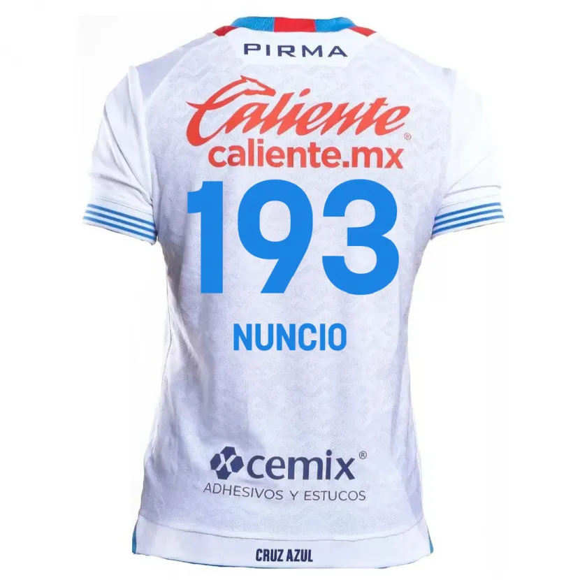 Danxen Hombre Camiseta Jorge Nuncio #193 Blanco Azul 2ª Equipación 2024/25 La Camisa México