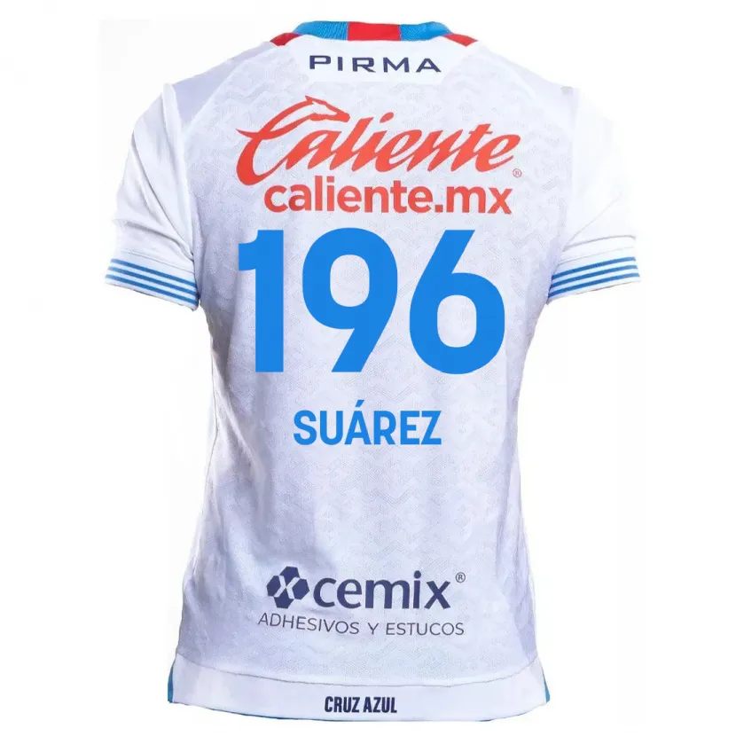 Danxen Hombre Camiseta Javier Suárez #196 Blanco Azul 2ª Equipación 2024/25 La Camisa México