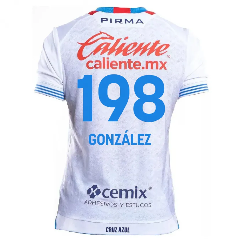 Danxen Hombre Camiseta Kenneth González #198 Blanco Azul 2ª Equipación 2024/25 La Camisa México