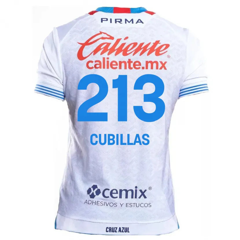Danxen Hombre Camiseta Andre Cubillas #213 Blanco Azul 2ª Equipación 2024/25 La Camisa México