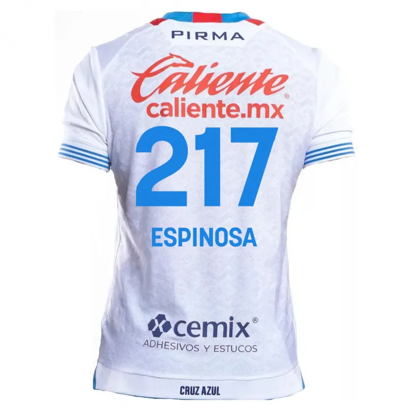 Danxen Hombre Camiseta Samuel Espinosa #217 Blanco Azul 2ª Equipación 2024/25 La Camisa México