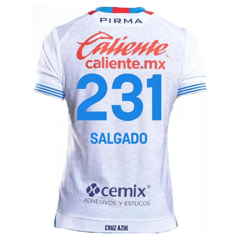 Danxen Hombre Camiseta Bruno Salgado #231 Blanco Azul 2ª Equipación 2024/25 La Camisa México