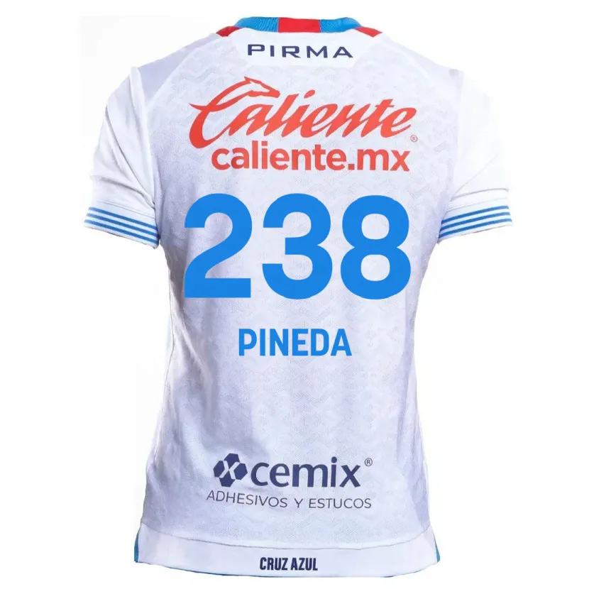Danxen Hombre Camiseta Zadiel Pineda #238 Blanco Azul 2ª Equipación 2024/25 La Camisa México