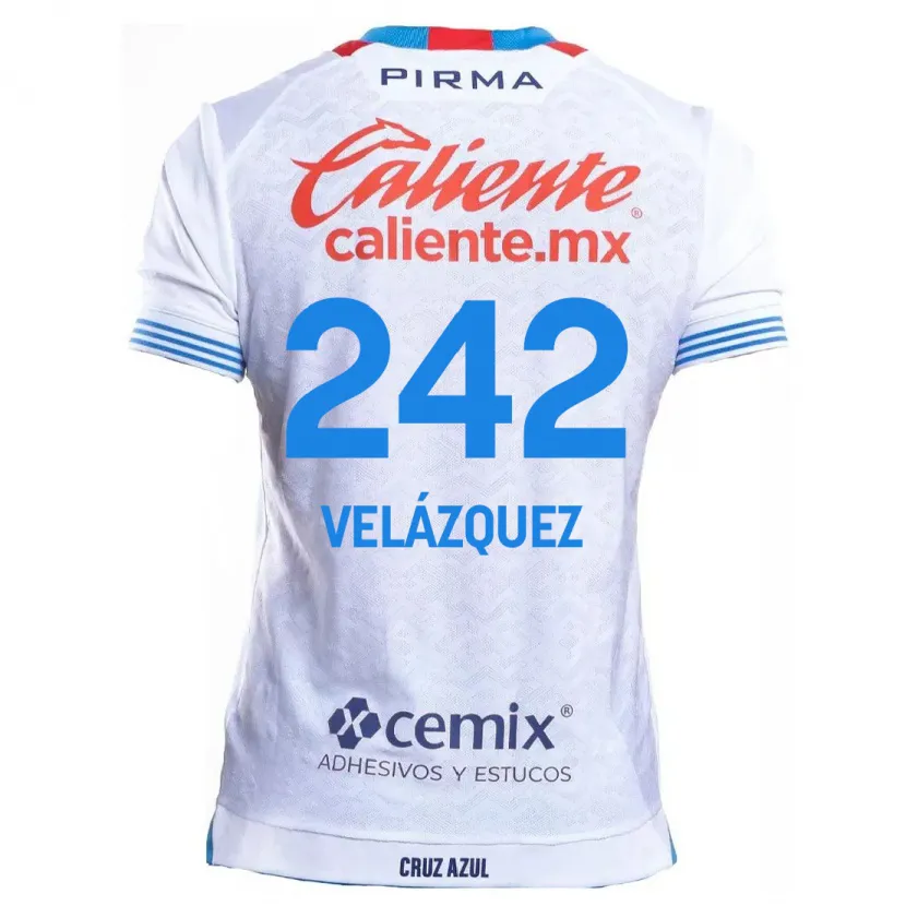 Danxen Hombre Camiseta Karol Velázquez #242 Blanco Azul 2ª Equipación 2024/25 La Camisa México
