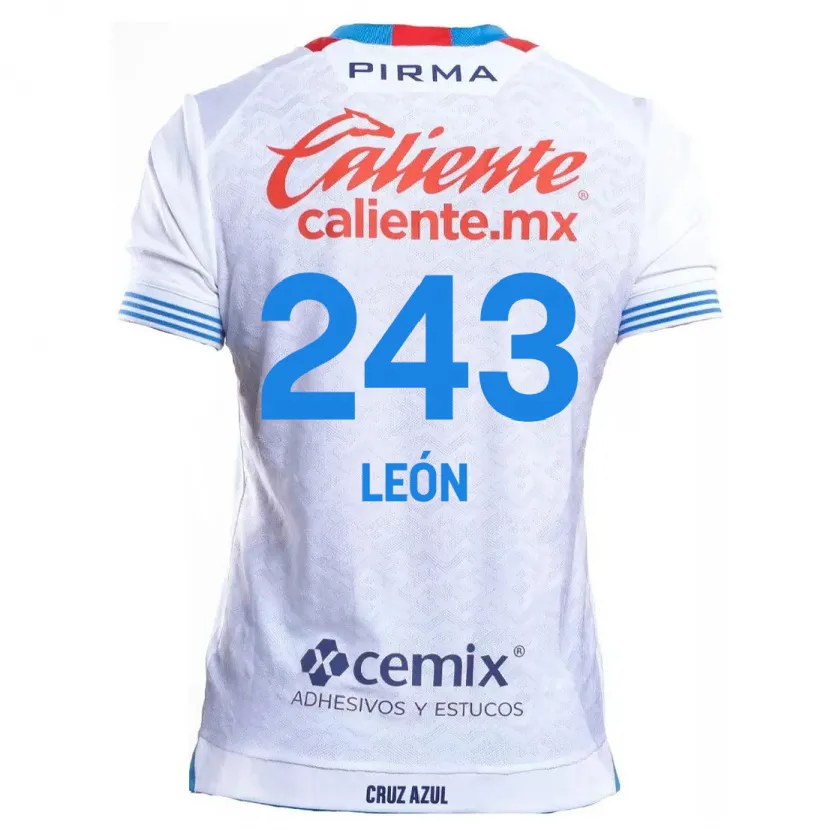Danxen Hombre Camiseta Cristhian León #243 Blanco Azul 2ª Equipación 2024/25 La Camisa México